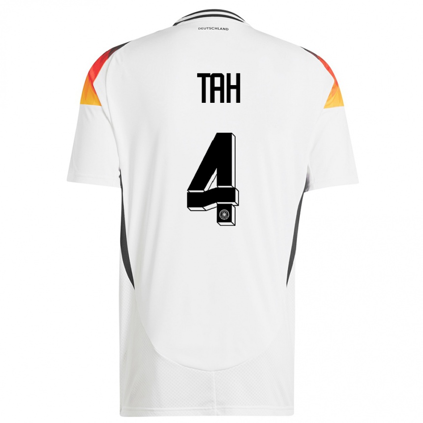 Men Football Germany Jonathan Tah #4 White Home Jersey 24-26 T-Shirt Uk