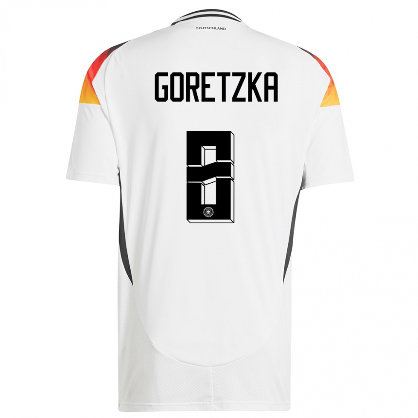 Men Football Germany Leon Goretzka #8 White Home Jersey 24-26 T-Shirt Uk