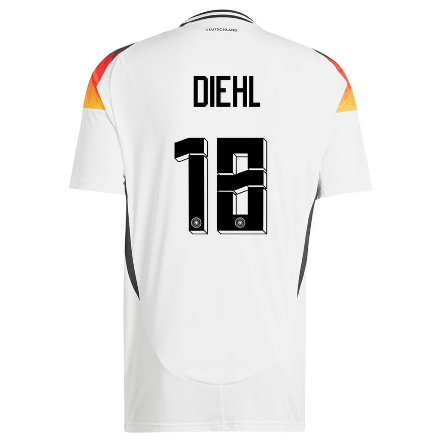 Men Football Germany Justin Diehl #18 White Home Jersey 24-26 T-Shirt Uk