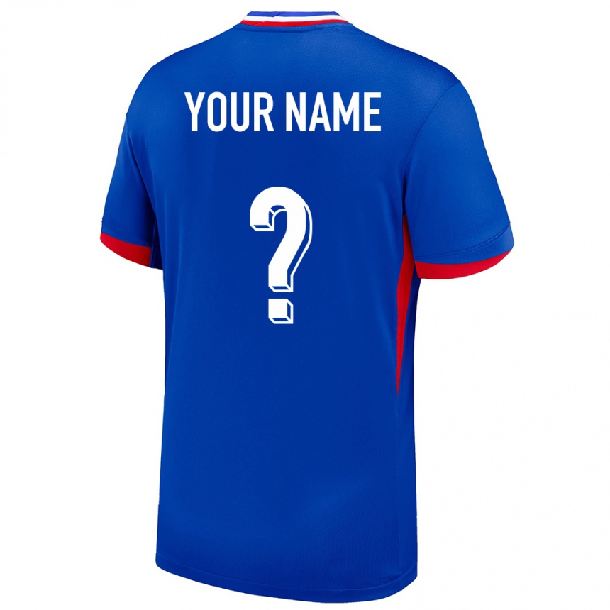 Men Football France Your Name #0 Blue Home Jersey 24-26 T-Shirt Uk