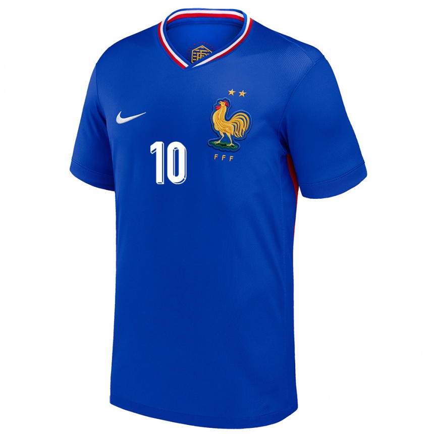 Men Football France Kylian Mbappe #10 Blue Home Jersey 24-26 T-Shirt Uk