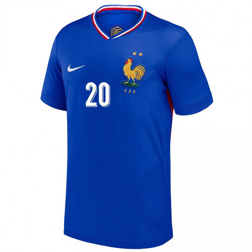 Men Football France Ousmane Camara #20 Blue Home Jersey 24-26 T-Shirt Uk