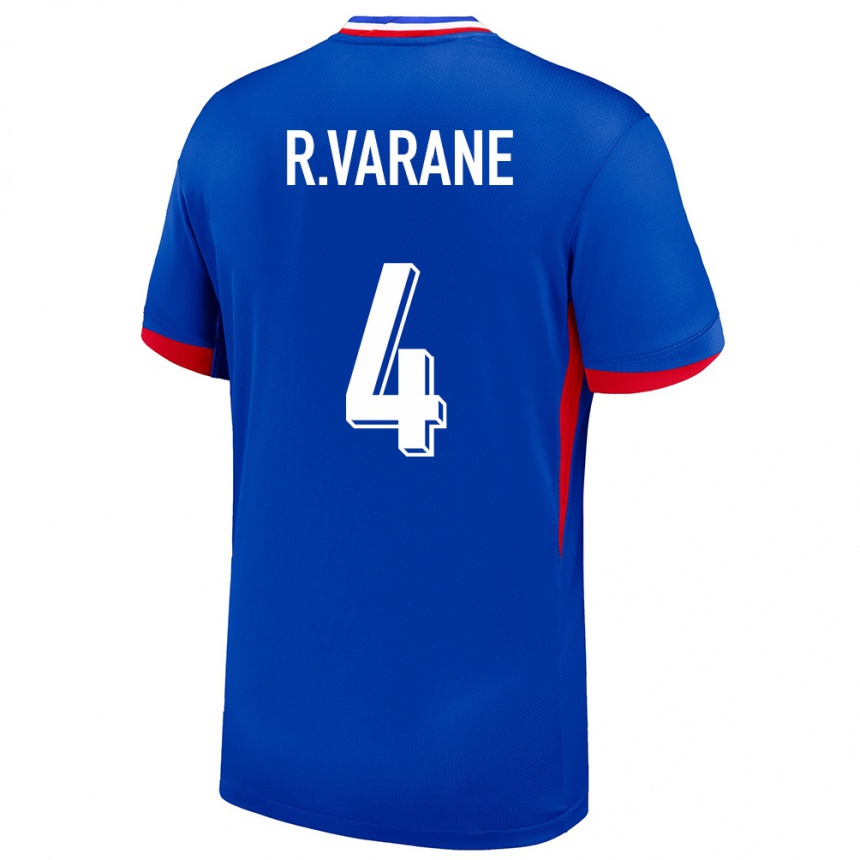 Men Football France Raphael Varane #4 Blue Home Jersey 24-26 T-Shirt Uk