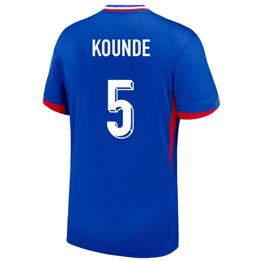 Men Football France Jules Kounde #5 Blue Home Jersey 24-26 T-Shirt Uk