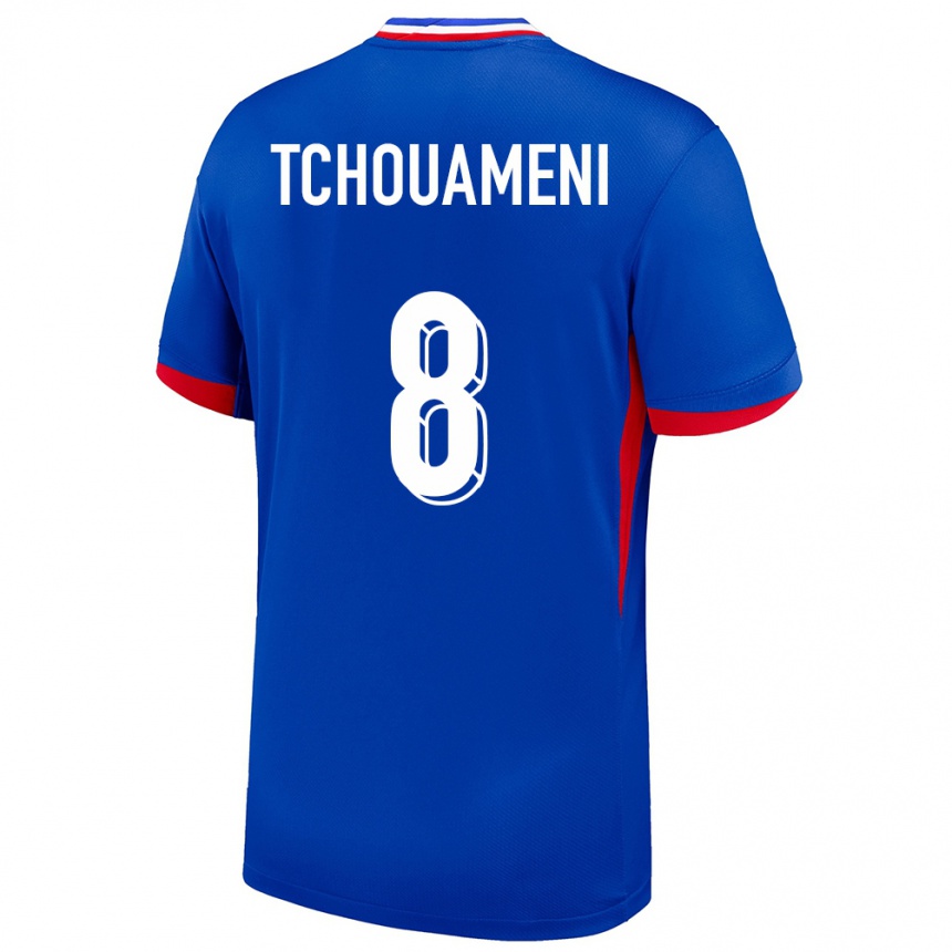 Men Football France Aurelien Tchouameni #8 Blue Home Jersey 24-26 T-Shirt Uk