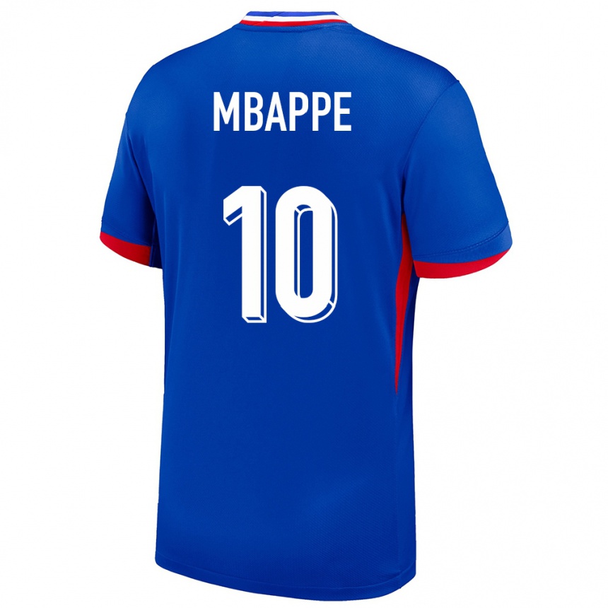 Men Football France Kylian Mbappe #10 Blue Home Jersey 24-26 T-Shirt Uk