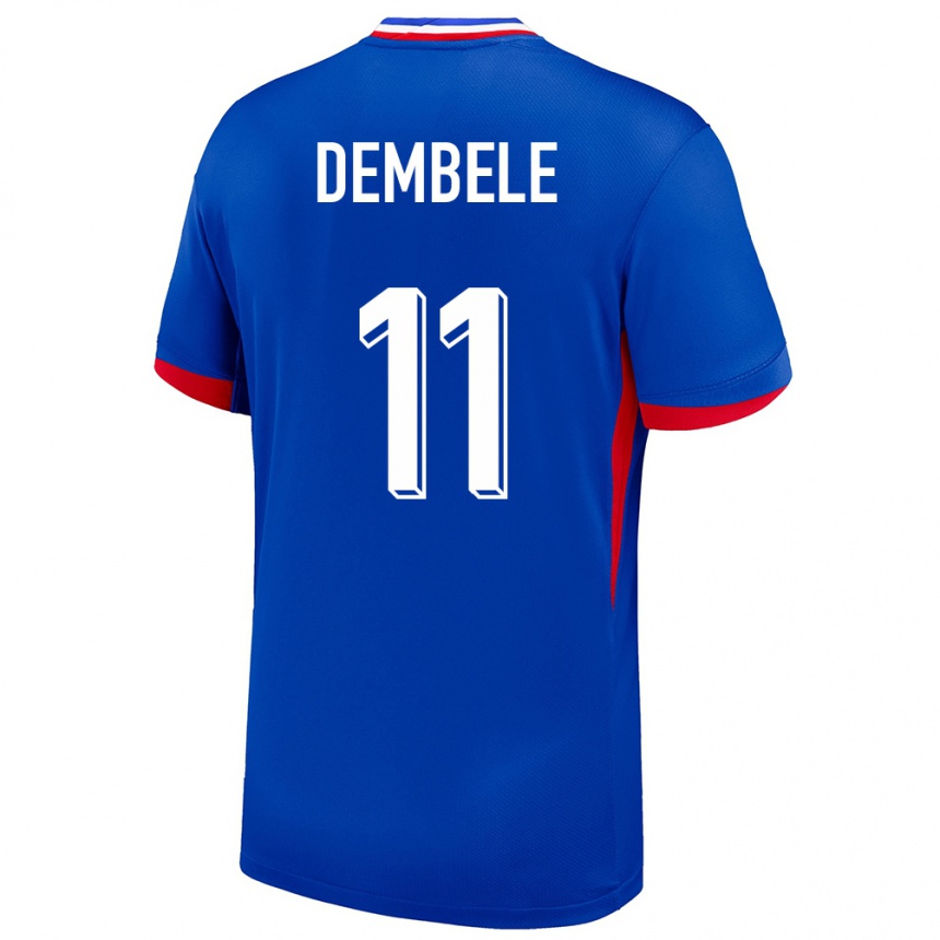 Men Football France Ousmane Dembele #11 Blue Home Jersey 24-26 T-Shirt Uk