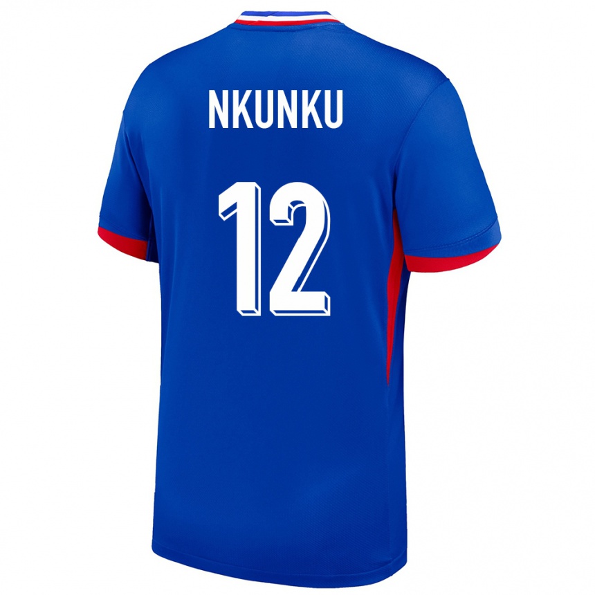 Men Football France Christopher Nkunku #12 Blue Home Jersey 24-26 T-Shirt Uk