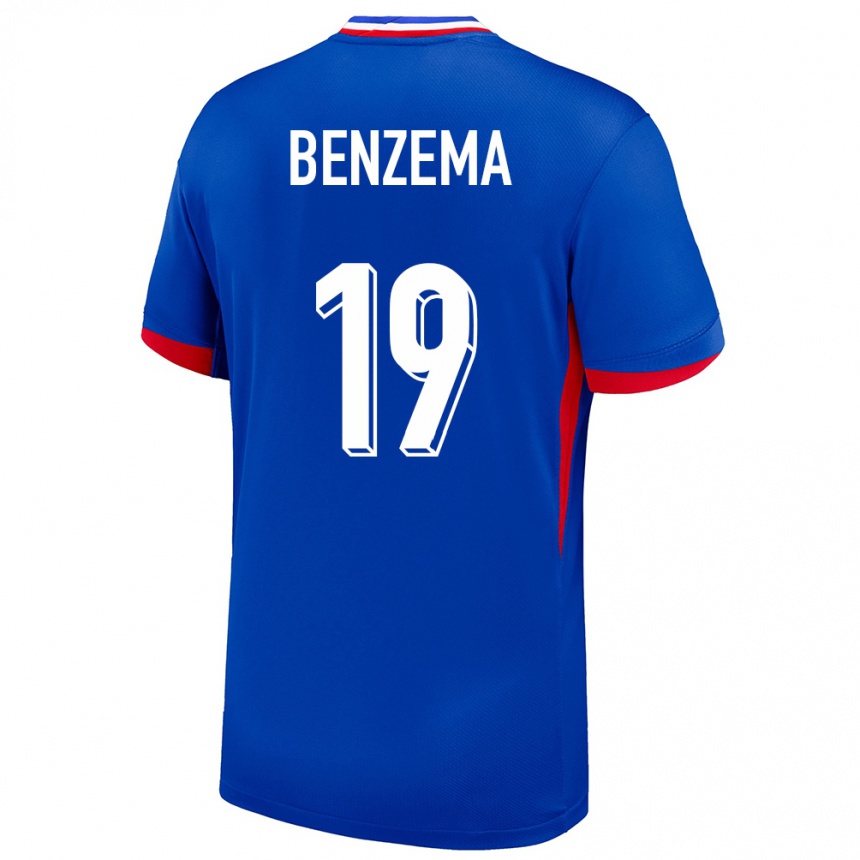 Men Football France Karim Benzema #19 Blue Home Jersey 24-26 T-Shirt Uk