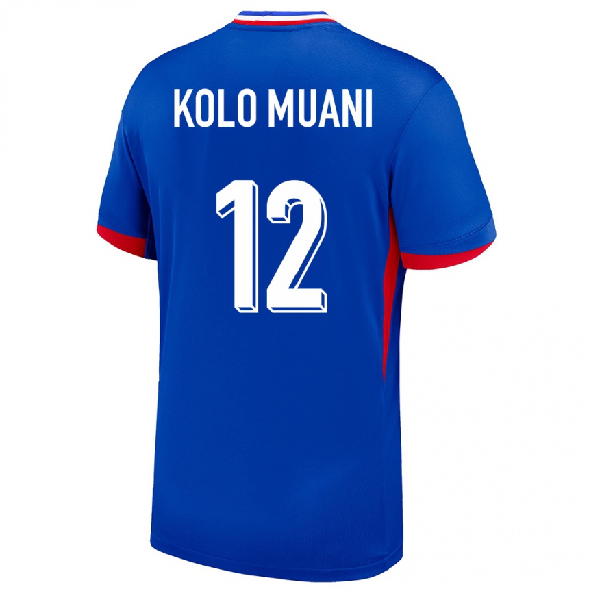 Men Football France Randal Kolo Muani #12 Blue Home Jersey 24-26 T-Shirt Uk