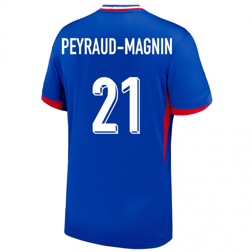 Men Football France Pauline Peyraud Magnin #21 Blue Home Jersey 24-26 T-Shirt Uk