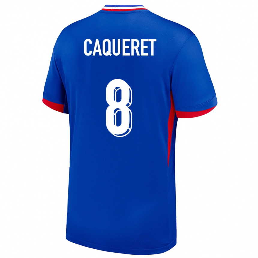 Men Football France Maxence Caqueret #8 Blue Home Jersey 24-26 T-Shirt Uk