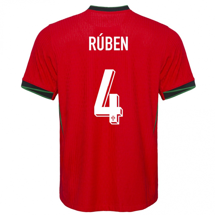 Men Football Portugal Ruben Dias #4 Red Home Jersey 24-26 T-Shirt Uk