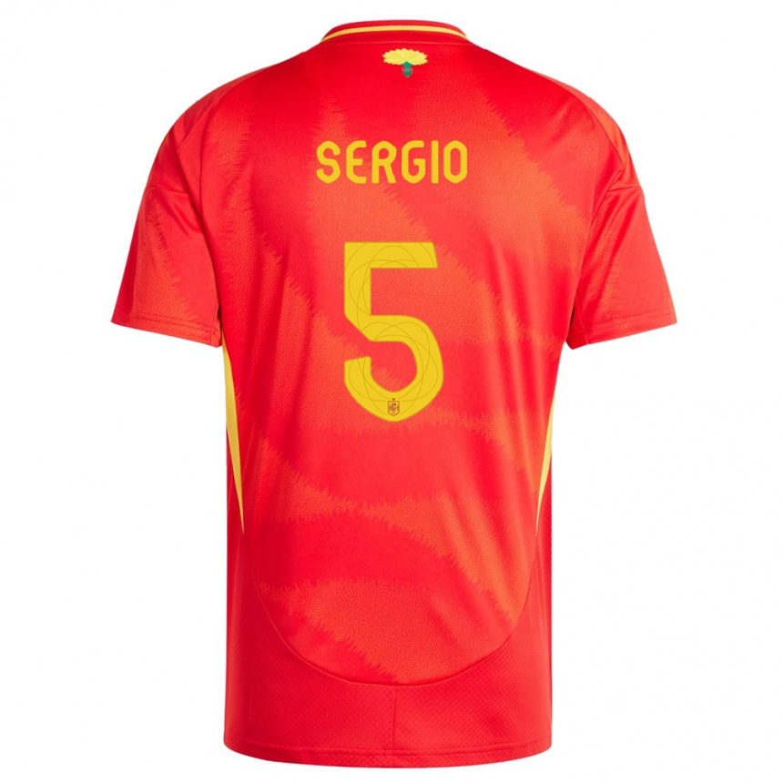 Men Football Spain Sergio Busquets #5 Red Home Jersey 24-26 T-Shirt Uk