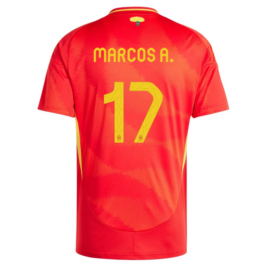 Men Football Spain Marcos Alonso #17 Red Home Jersey 24-26 T-Shirt Uk