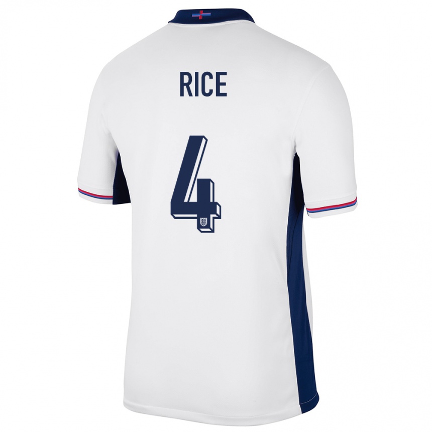 Men Football England Declan Rice #4 White Home Jersey 24-26 T-Shirt Uk