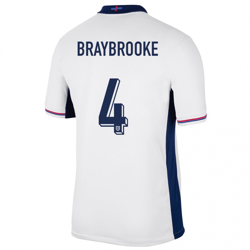 Men Football England Samuel Braybrooke #4 White Home Jersey 24-26 T-Shirt Uk