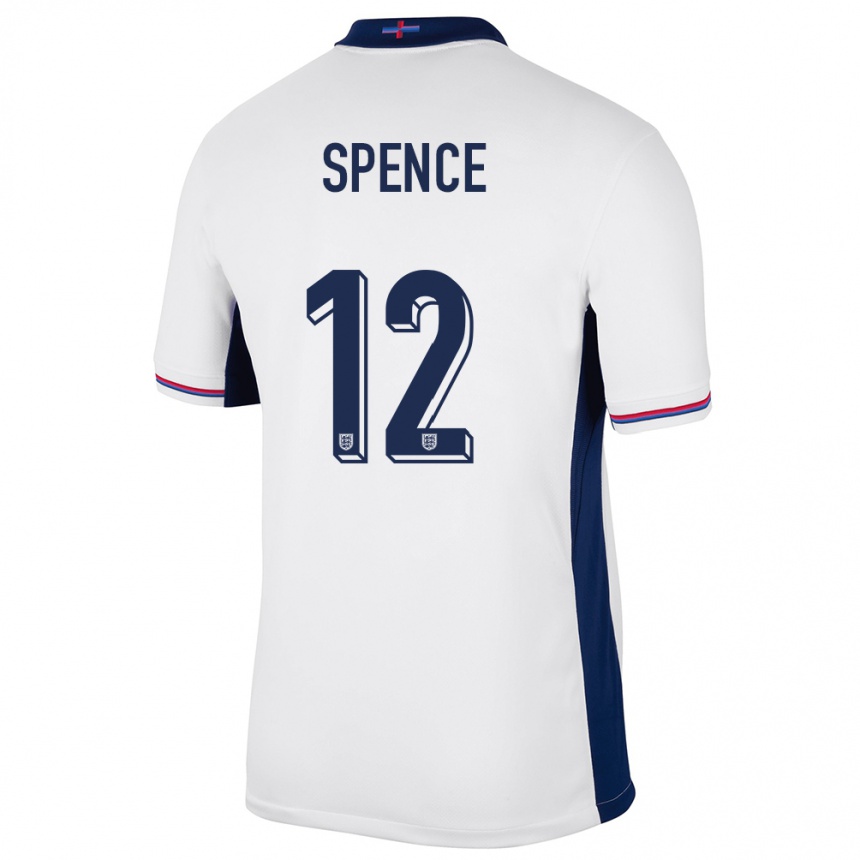 Men Football England Djed Spence #12 White Home Jersey 24-26 T-Shirt Uk