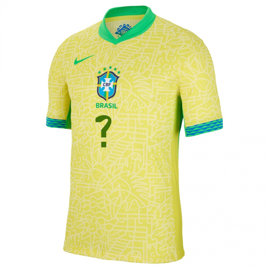 Men Football Brazil Your Name #0 Yellow Home Jersey 24-26 T-Shirt Uk