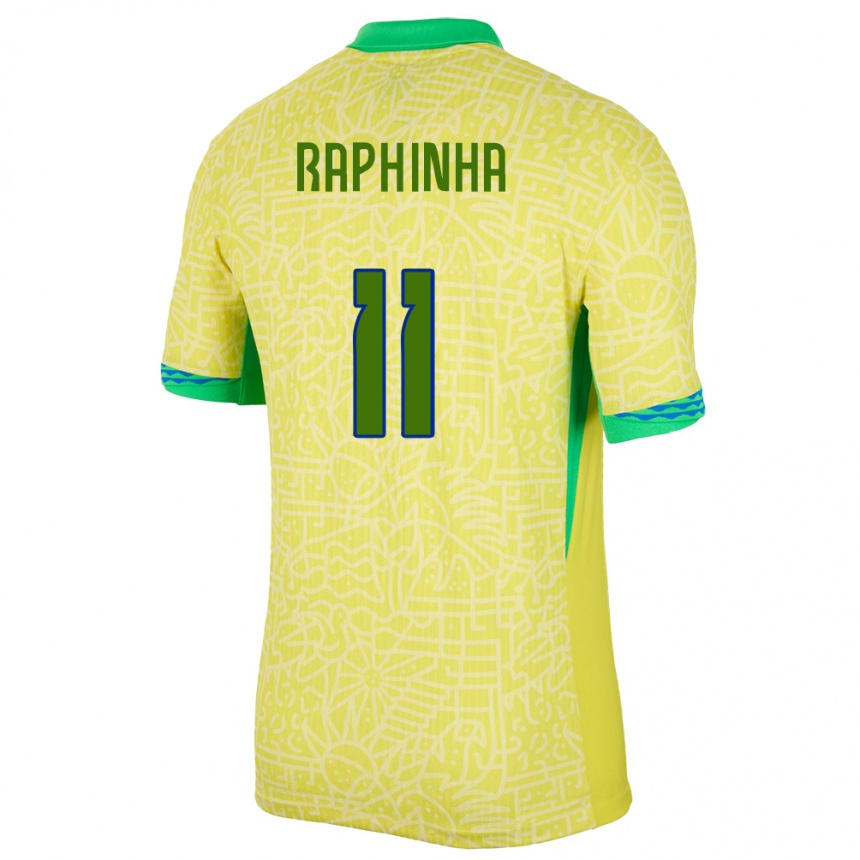 Men Football Brazil Raphinha #11 Yellow Home Jersey 24-26 T-Shirt Uk