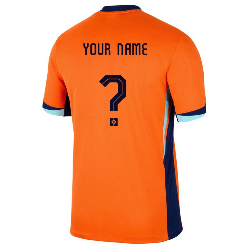 Men Football Netherlands Your Name #0 Orange Home Jersey 24-26 T-Shirt Uk