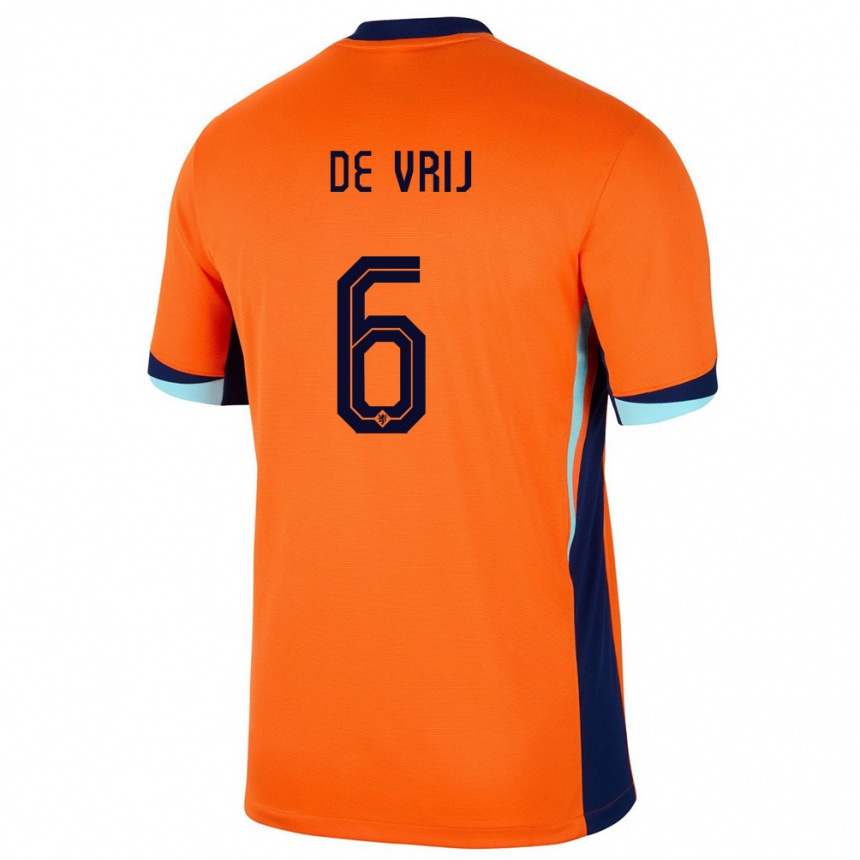 Men Football Netherlands Stefan De Vrij #6 Orange Home Jersey 24-26 T-Shirt Uk