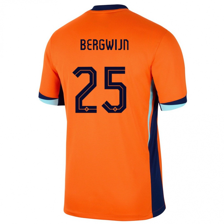 Men Football Netherlands Steven Bergwijn #25 Orange Home Jersey 24-26 T-Shirt Uk