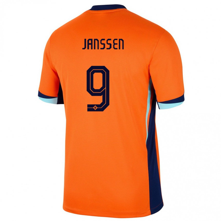 Men Football Netherlands Vincent Janssen #9 Orange Home Jersey 24-26 T-Shirt Uk