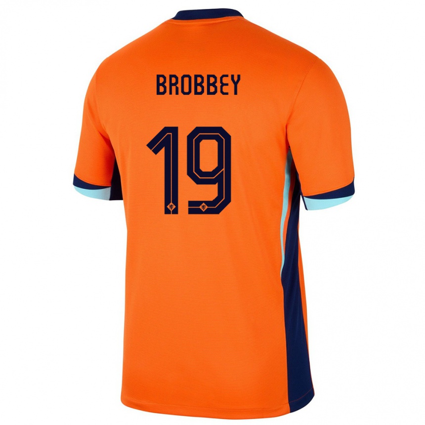 Men Football Netherlands Brian Brobbey #19 Orange Home Jersey 24-26 T-Shirt Uk