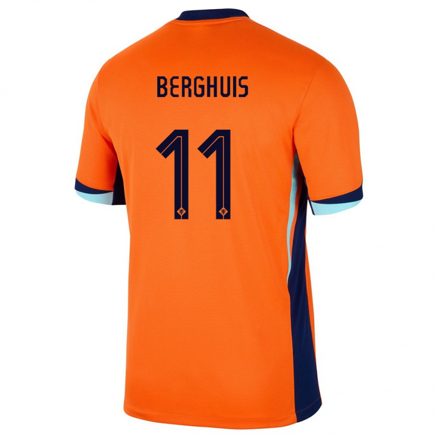 Men Football Netherlands Steven Berghuis #11 Orange Home Jersey 24-26 T-Shirt Uk