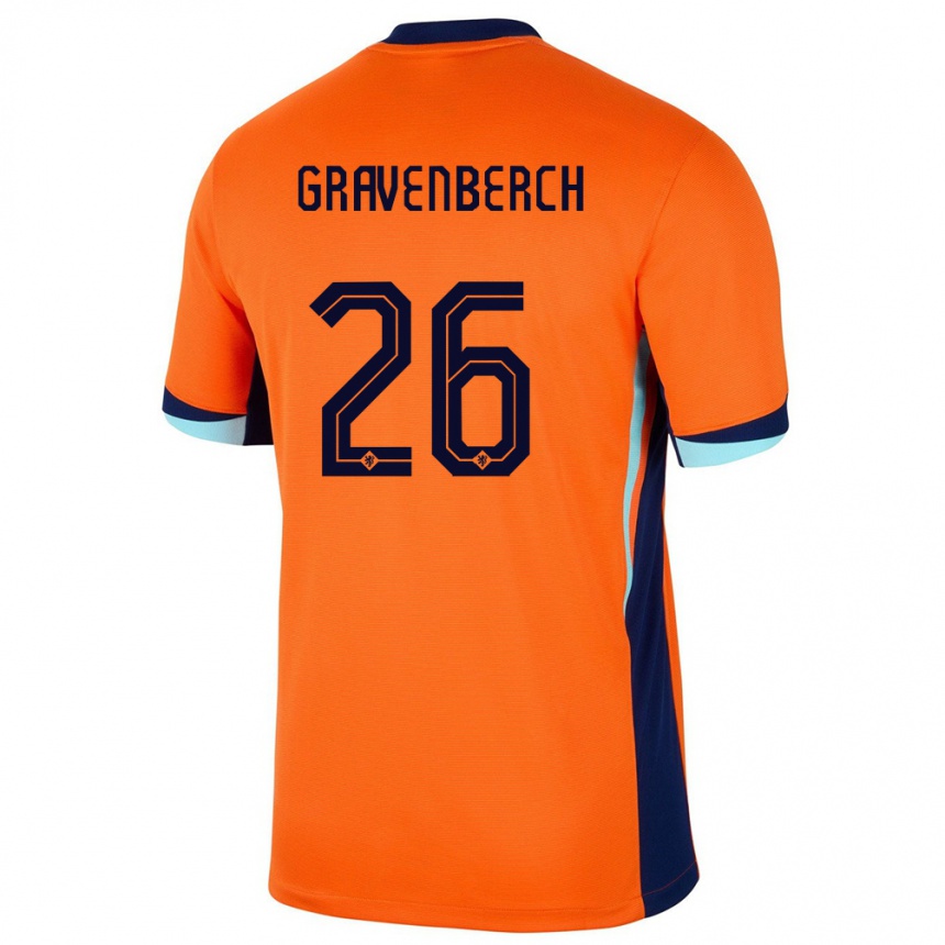 Men Football Netherlands Ryan Gravenberch #26 Orange Home Jersey 24-26 T-Shirt Uk