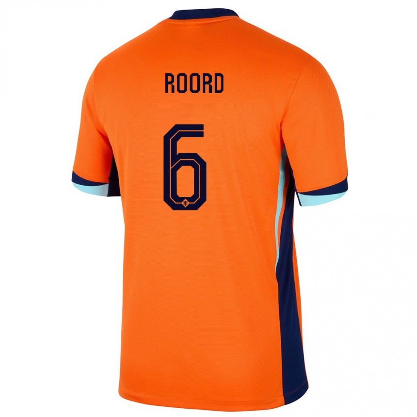 Men Football Netherlands Jill Roord #6 Orange Home Jersey 24-26 T-Shirt Uk