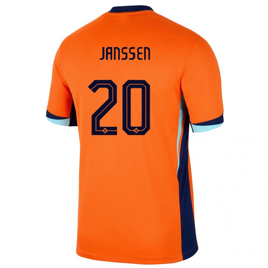 Men Football Netherlands Dominique Janssen #20 Orange Home Jersey 24-26 T-Shirt Uk