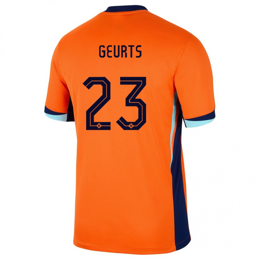 Men Football Netherlands Loes Geurts #23 Orange Home Jersey 24-26 T-Shirt Uk