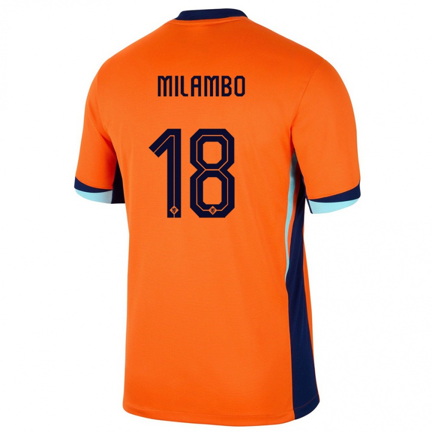 Men Football Netherlands Antoni Milambo #18 Orange Home Jersey 24-26 T-Shirt Uk