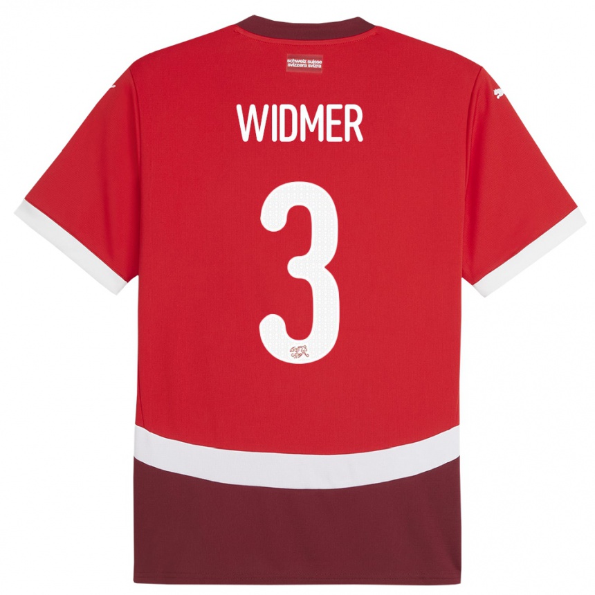 Men Football Switzerland Silvan Widmer #3 Red Home Jersey 24-26 T-Shirt Uk