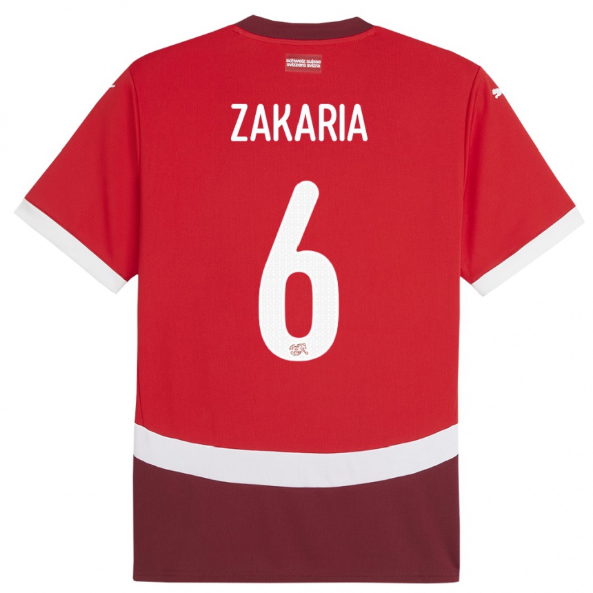 Men Football Switzerland Denis Zakaria #6 Red Home Jersey 24-26 T-Shirt Uk