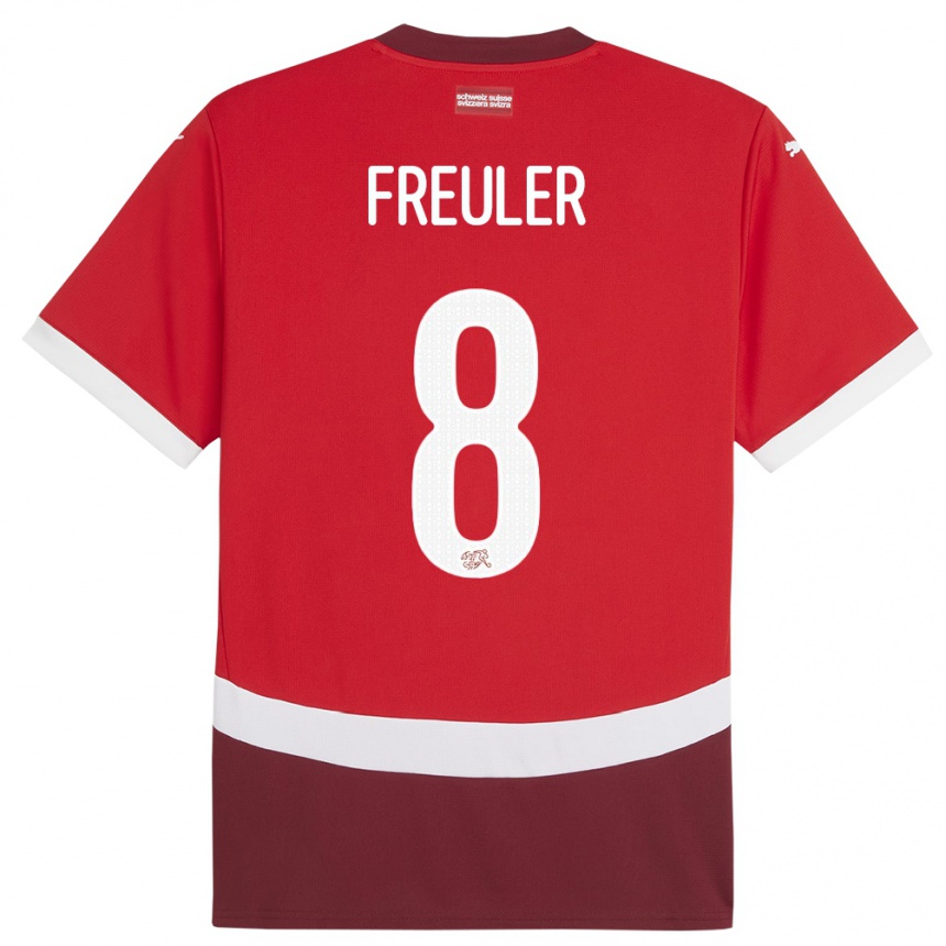 Men Football Switzerland Remo Freuler #8 Red Home Jersey 24-26 T-Shirt Uk