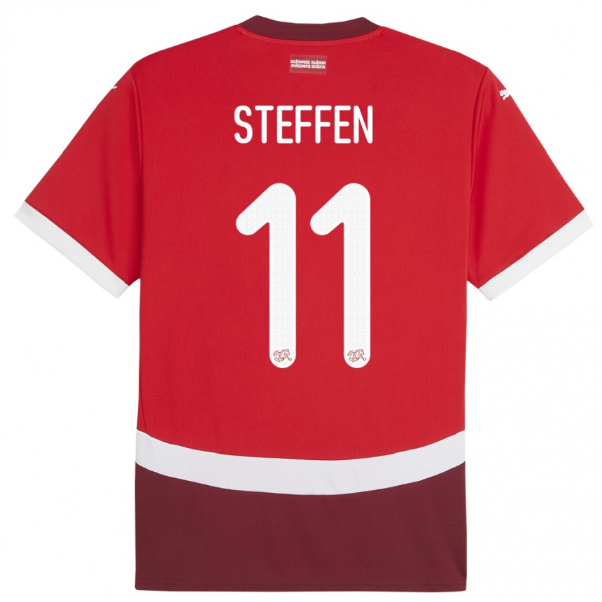 Men Football Switzerland Renato Steffen #11 Red Home Jersey 24-26 T-Shirt Uk