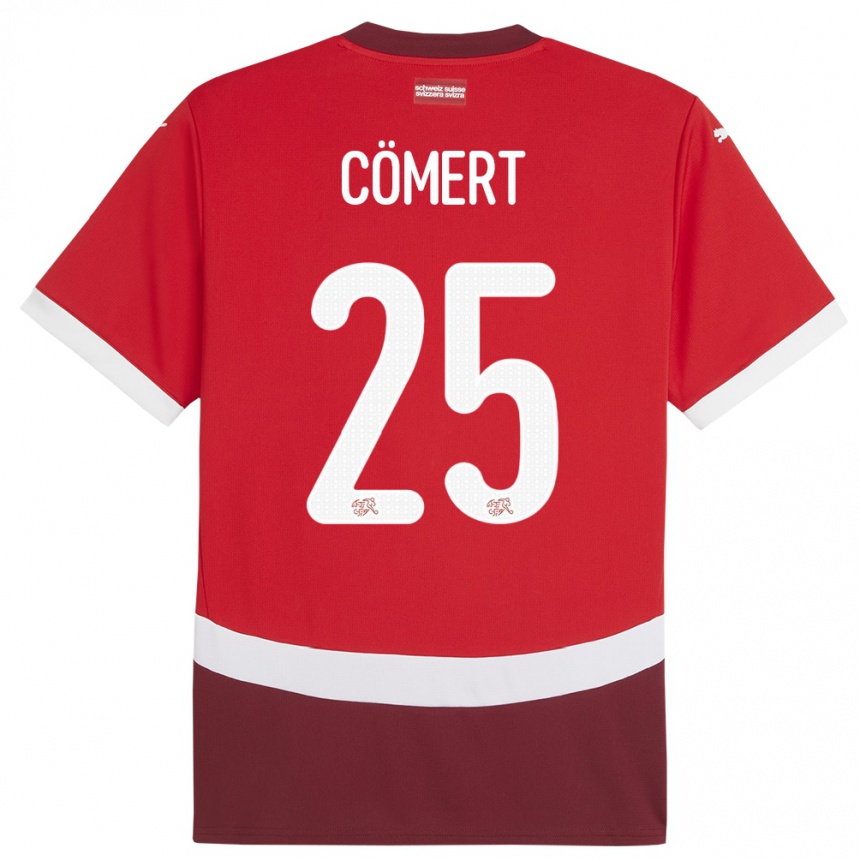 Men Football Switzerland Eray Comert #25 Red Home Jersey 24-26 T-Shirt Uk