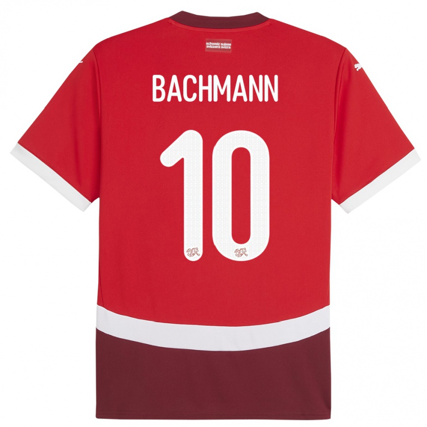 Men Football Switzerland Ramona Bachmann #10 Red Home Jersey 24-26 T-Shirt Uk