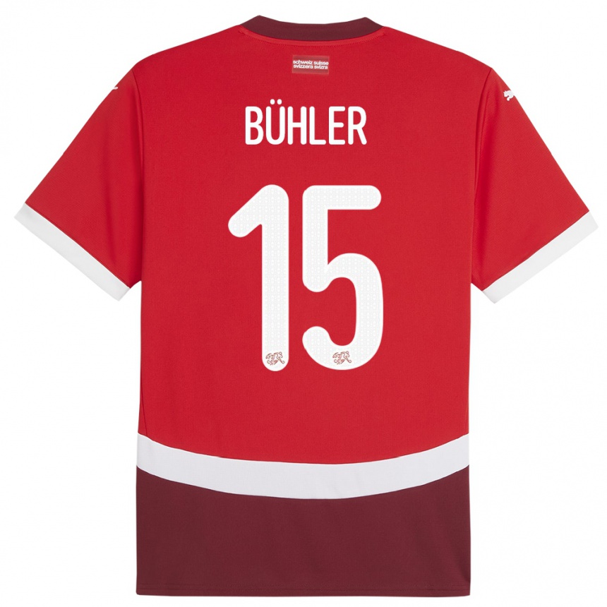 Men Football Switzerland Luana Buhler #15 Red Home Jersey 24-26 T-Shirt Uk