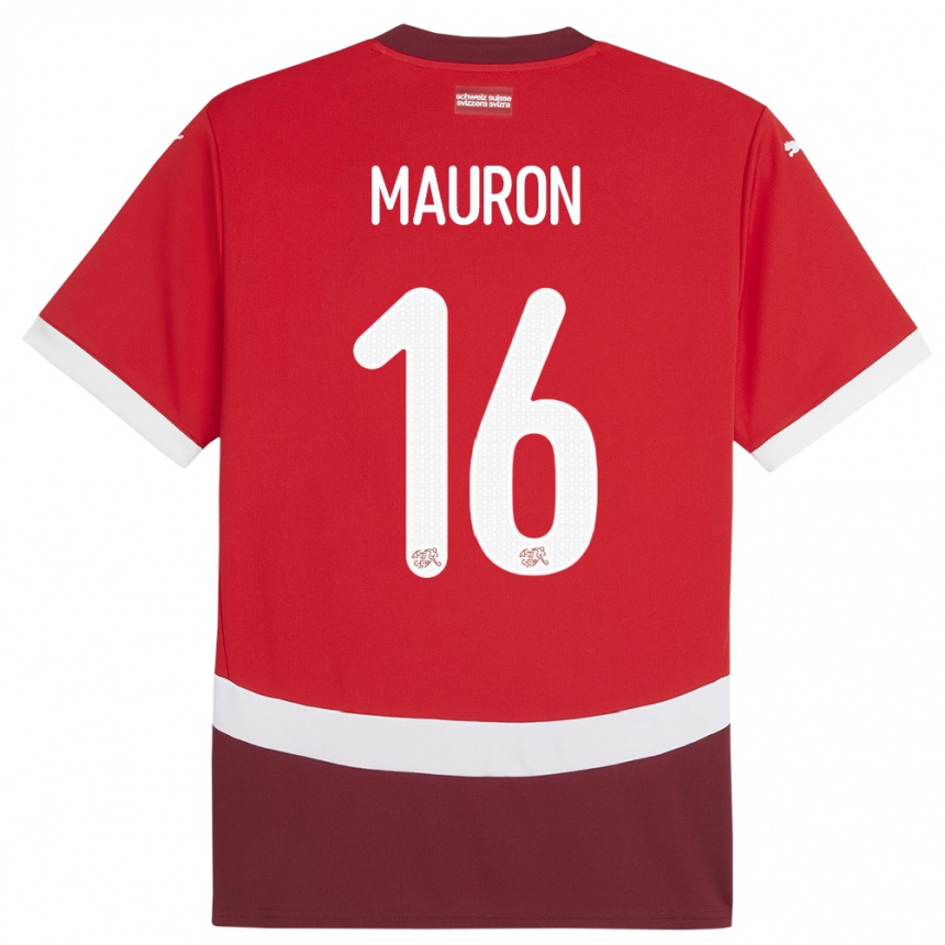 Men Football Switzerland Sandrine Mauron #16 Red Home Jersey 24-26 T-Shirt Uk