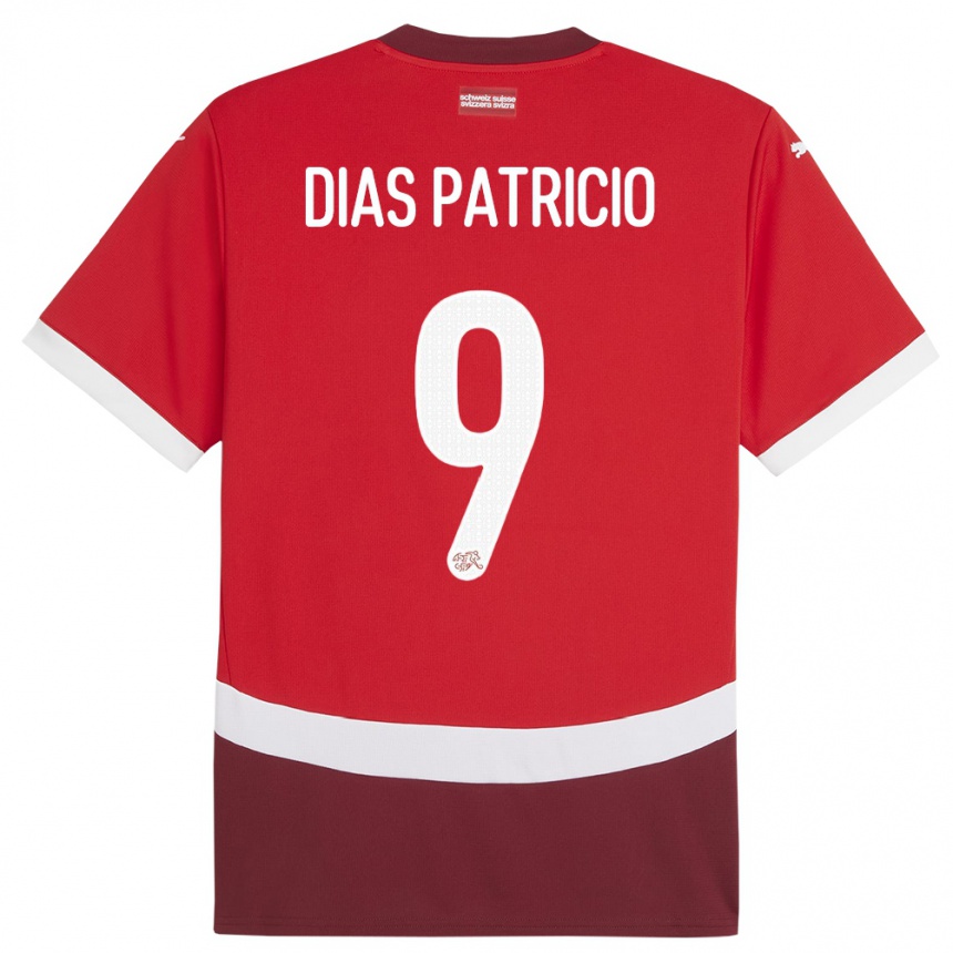 Men Football Switzerland Alexandre Dias Patricio #9 Red Home Jersey 24-26 T-Shirt Uk