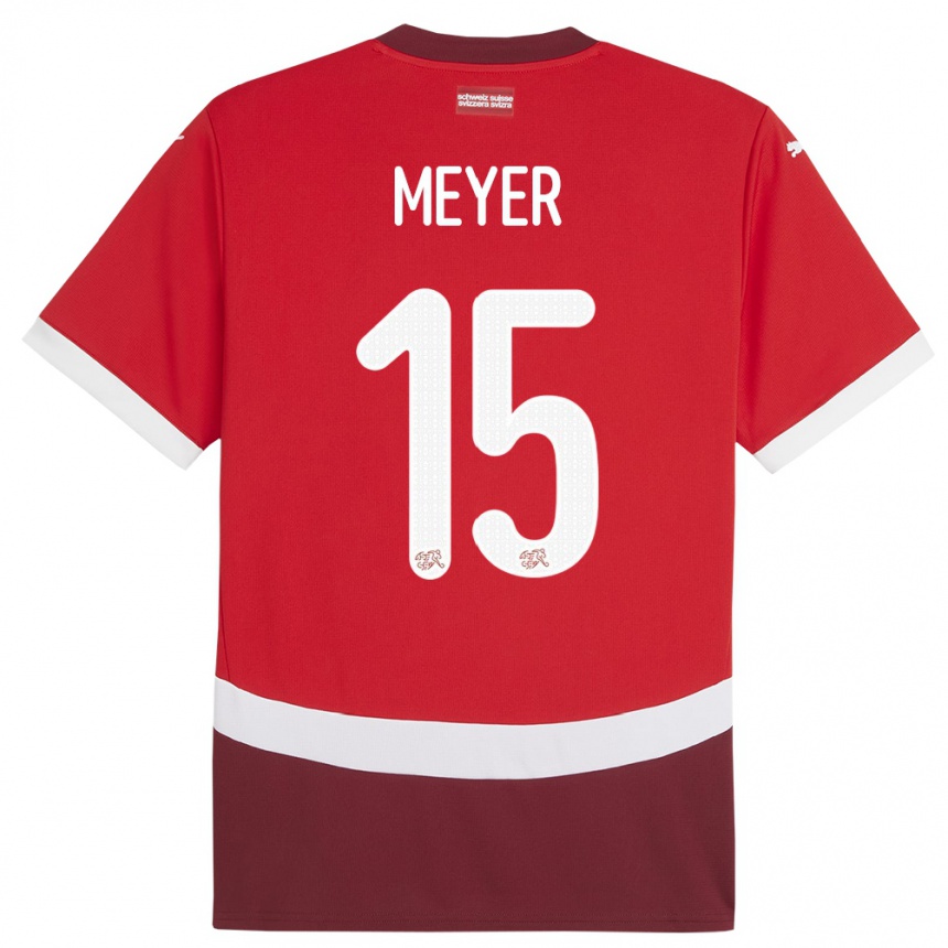 Men Football Switzerland Leny Meyer #15 Red Home Jersey 24-26 T-Shirt Uk