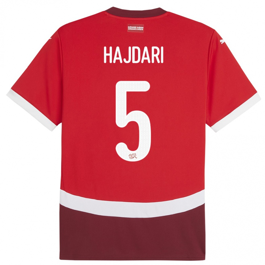 Men Football Switzerland Albian Hajdari #5 Red Home Jersey 24-26 T-Shirt Uk