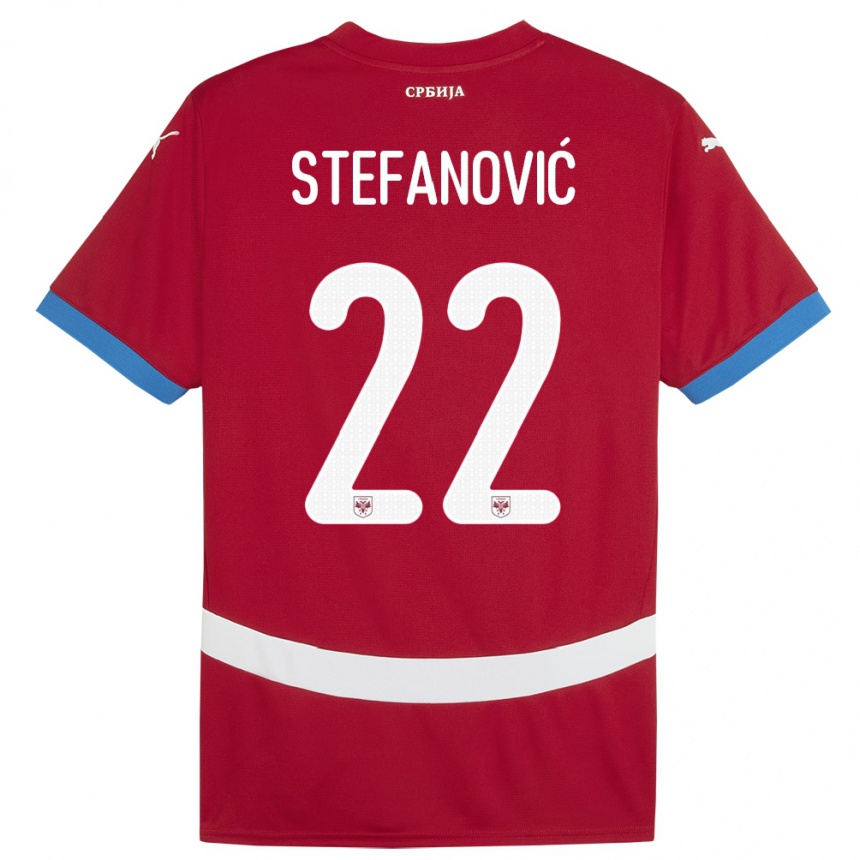 Men Football Serbia Dejana Stefanovic #22 Red Home Jersey 24-26 T-Shirt Uk