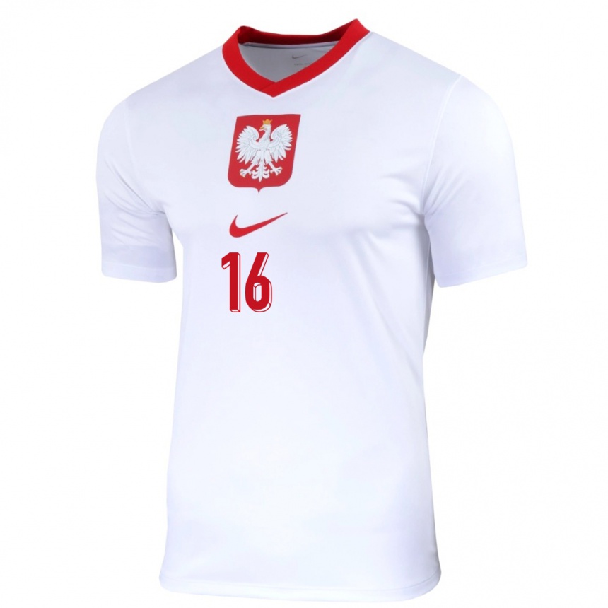 Men Football Poland Maksymilian Sznaucner #16 White Home Jersey 24-26 T-Shirt Uk