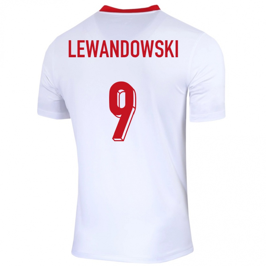 Men Football Poland Robert Lewandowski #9 White Home Jersey 24-26 T-Shirt Uk