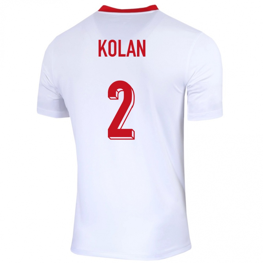 Men Football Poland Jakub Kolan #2 White Home Jersey 24-26 T-Shirt Uk